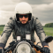 Rider with open face helmets