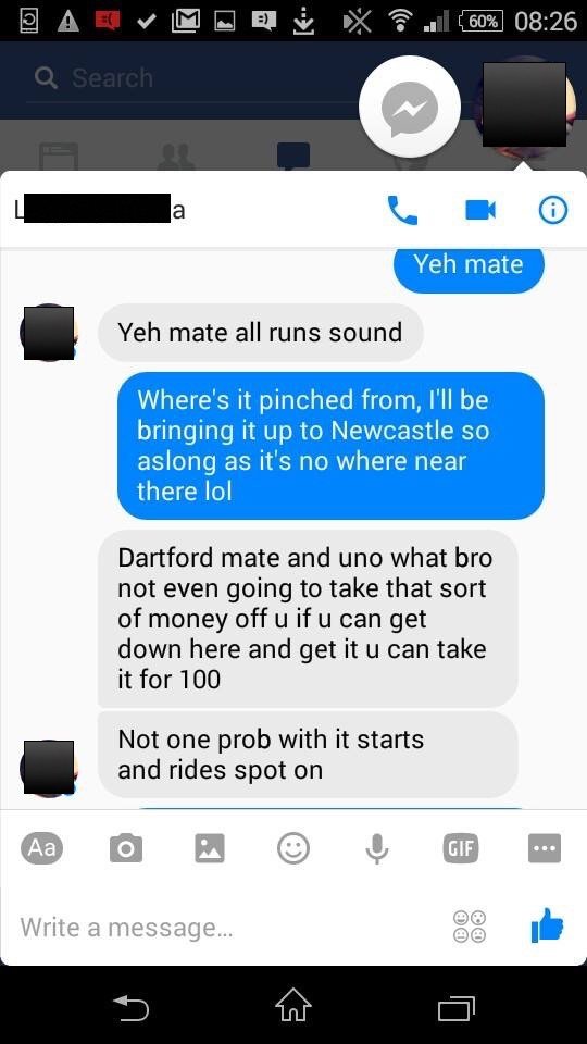 Motorbike thieves exchange messages