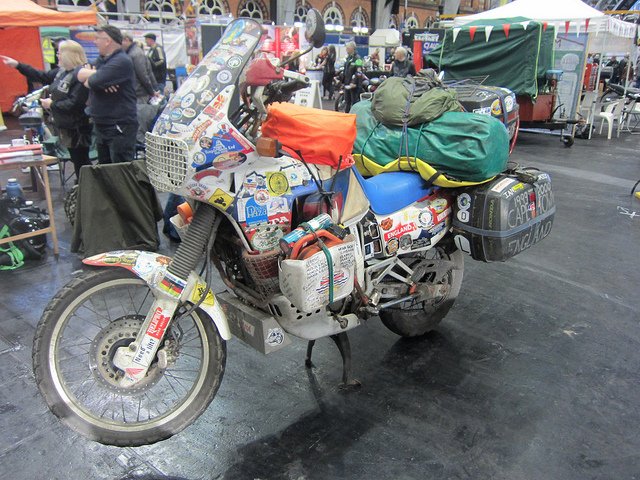 Packed adventure bike