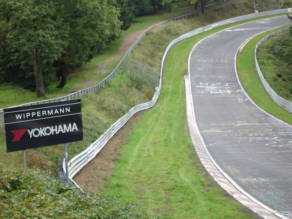 Chalk message on race track