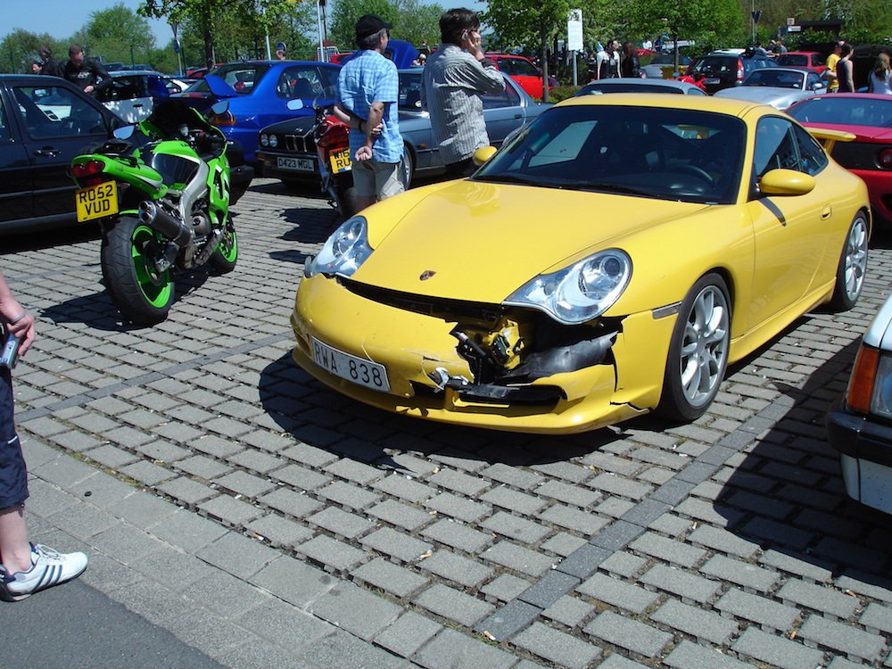 Accident damaged Porsche at Nurburgring